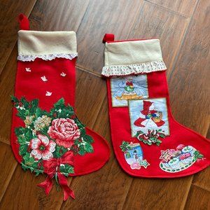 Two Handcrafted Vintage Christmas Stockings